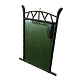 Oriental Asian Black Bamboo Carved Look Wood Wall Mount Mirror ws3032S