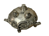 Chinese Silver Color Round Dragon Theme Incense Burner Display Art ws4937S