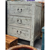 Distressed Pale Gray Marks 3 Drawers End Table Nightstand ws4439S