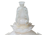 Chinese White Stone Carved Oriental Dragon Incense Burner Holder Display ws3757S