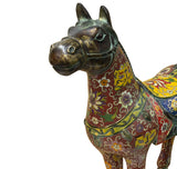 Vintage Oriental Chinese Reddish Maroon Cloisonne Metal Horse Figure ws4936S A