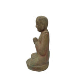 Fade Color Rustic Wood Sitting Monk Lohan Statue JK313S