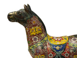 Vintage Oriental Chinese Reddish Maroon Cloisonne Metal Horse Figure ws4935S
