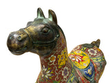 Vintage Oriental Chinese Reddish Maroon Cloisonne Metal Horse Figure ws4935S