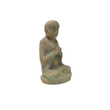Fade Color Rustic Wood Sitting Monk Lohan Statue JK313S