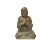 Fade Color Rustic Wood Sitting Monk Lohan Statue JK313S