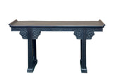 Vintage Rosewood Dark Brown Black Stain Dragon Relief Carving Altar Table ws4960S