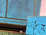 Distressed Marks Turquoise Blue 2 Drawers End Table Nightstand ws4457S