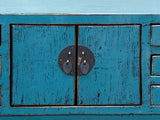 Distressed Blue Lacquer 6 Drawers Narrow Slim Console Foyer Side Table ws4597S