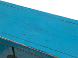 Distressed Blue Lacquer 6 Drawers Narrow Slim Console Foyer Side Table ws4597S