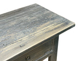 Distressed Rough Grain Fade Black Rectangular Pedestal Foyer Side Table ws4598S
