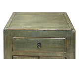 Distressed Marks Light Olive Green Drawer End Table Nightstand ws4599S