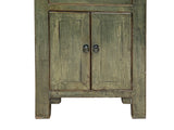Distressed Marks Light Olive Green Drawer End Table Nightstand ws4599S