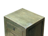 Distressed Marks Light Olive Green Drawer End Table Nightstand ws4599S
