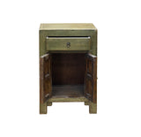 Distressed Marks Light Olive Green Drawer End Table Nightstand ws4599S