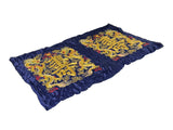 Vintage Hand Embroidered Double Dragons Longevity Navy Blue Fabric Art GB762S