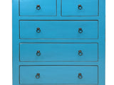 Turquoise Blue 5 Drawers Narrow Credenza Sideboard Cabinet ws4605S