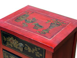 Distressed Red Black 3 Drawers Golden Graphic End Table Nightstand ws4607S