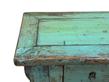 Vintage Distressed Teal Blue Green Carved Apron Console Table ws4582S