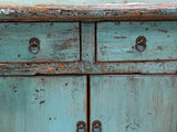 Vintage Distressed Teal Blue Green Carved Apron Console Table ws4582S