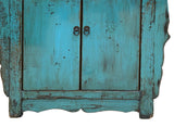 Vintage Distressed Teal Blue Green Carved Apron Console Table ws4582S