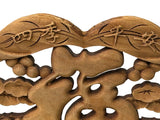 Small Apple Shape Fok Koi Motif Wood Wall Panel Plaque Art ws4677S