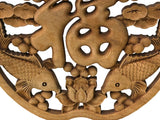 Small Apple Shape Fok Koi Motif Wood Wall Panel Plaque Art ws4677S