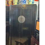 Distressed Black Rough Marks Moon Face Armoire Storage Cabinet ws4546S