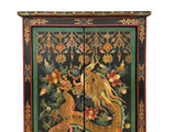 Tibetan Style Golden Dragon Graphic Tall Slim Narrow Storage Cabinet ws4610S