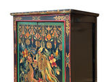Tibetan Style Golden Dragon Graphic Tall Slim Narrow Storage Cabinet ws4610S