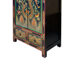 Tibetan Style Golden Dragon Graphic Tall Slim Narrow Storage Cabinet ws4610S