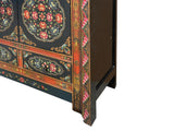 Tibetan Style Lotus Geometric Graphic Carving Edge Storage Cabinet ws4611S