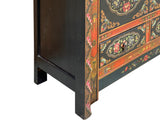 Tibetan Style Lotus Geometric Graphic Carving Edge Storage Cabinet ws4611S