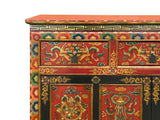 Tibetan Style 8 Auspicious Symbols Graphic Credenza Storage Cabinet ws4623S