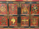 Tibetan Style 8 Auspicious Symbols Graphic Credenza Storage Cabinet ws4623S