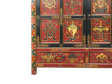 Tibetan Style 8 Auspicious Symbols Graphic Credenza Storage Cabinet ws4623S
