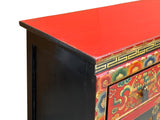 Tibetan Style 8 Auspicious Symbols Graphic Credenza Storage Cabinet ws4623S