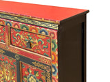 Tibetan Style 8 Auspicious Symbols Graphic Credenza Storage Cabinet ws4623S
