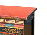 Tibetan Style Lotus Green Geometric Graphic Credenza Storage Cabinet ws4617S