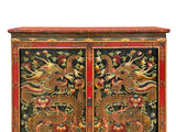 Tibetan Style Golden Double Dragons Graphic Credenza Storage Cabinet ws4618S