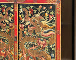 Tibetan Style Golden Double Dragons Graphic Credenza Storage Cabinet ws4618S
