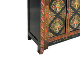 Tibetan Style Jewel Treasure Bowl Graphic Credenza Storage Cabinet ws4619S