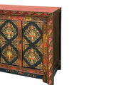 Tibetan Style Jewel Treasure Bowl Graphic Credenza Storage Cabinet ws4619S
