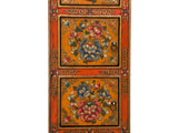 Tibetan Style Orange Flower Graphic Slim Narrow 5 Shelves Storage Cabinet ws4624S