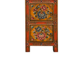 Tibetan Style Orange Flower Graphic Slim Narrow 5 Shelves Storage Cabinet ws4624S