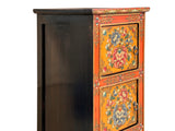 Tibetan Style Orange Flower Graphic Slim Narrow 5 Shelves Storage Cabinet ws4624S