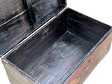 Vintage Distressed Brick Red Brown Flower Bird Oriental Wood Trunk Table ws4621S