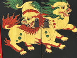 Tibetan Oriental Black Red Foo Dogs Lions End Table Nightstand ws4620S