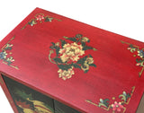 Tibetan Oriental Black Red Foo Dogs Lions End Table Nightstand ws4620S