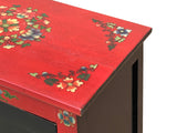 Tibetan Oriental Black Red Tigers Graphic End Table Nightstand ws4627S